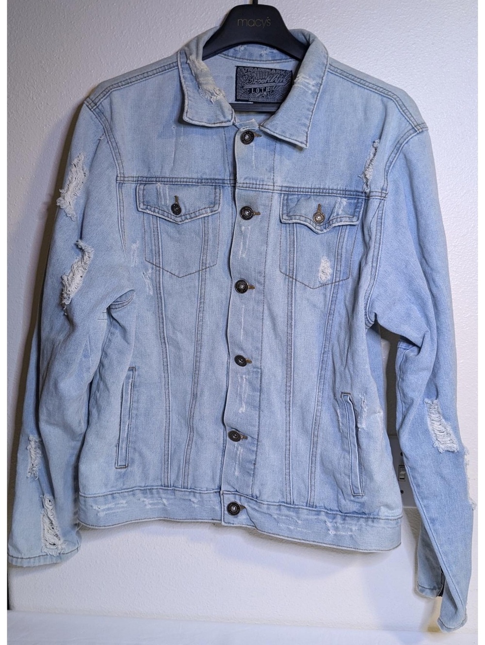 Trademark Brooklyn Cloth Distressed Denim Button-Up Jacket Men’s XL - Picture 2 of 9